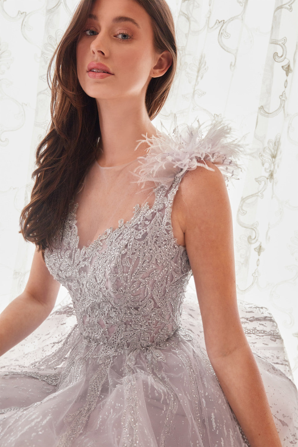 FEATHER LAYERED TULLE A-LINE ALB704 Elsy Style All dresses