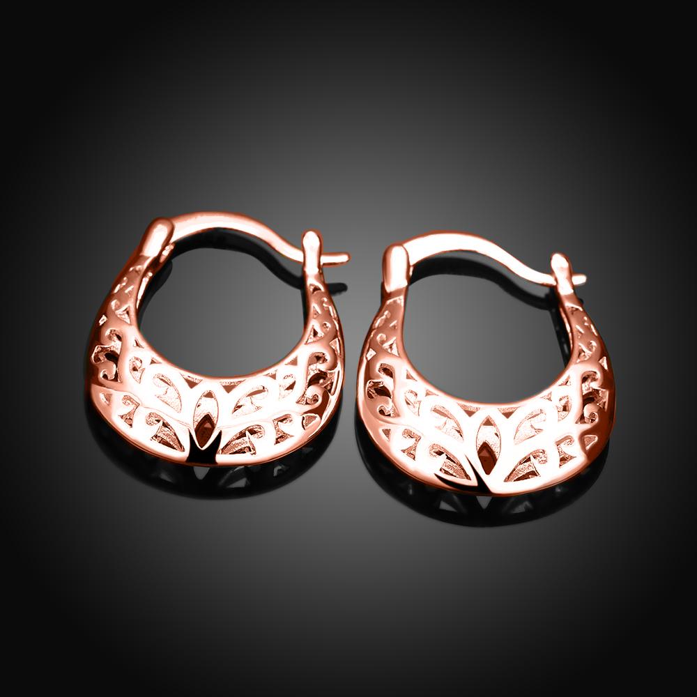 Filigree Leverback French Lock Earringin 18K Rose Gold Plated Elsy Style Earring