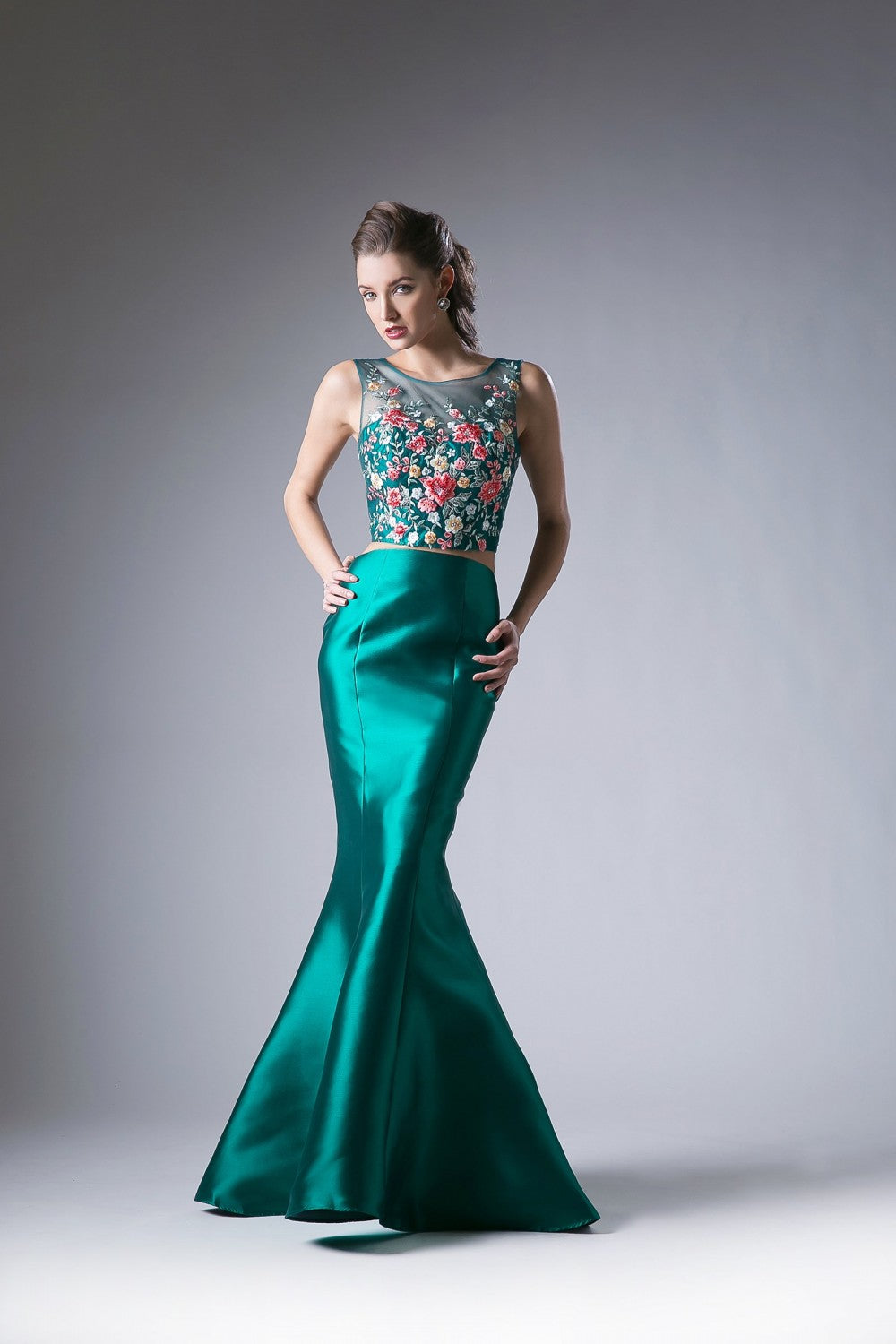 Flower Applique 2 Piece Mermaid Long Prom Gown CDHW03 Elsy Style Prom Dress