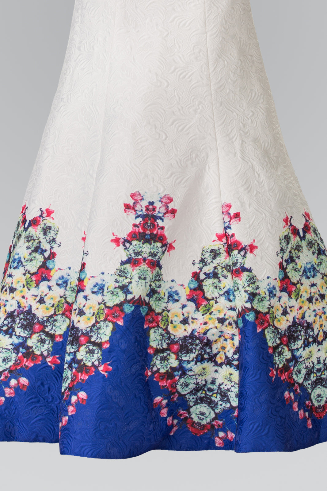 Flower Print Mermaid Long Dress with Jewel Beaded High Neck GLGL2218 Elsy Style PROM