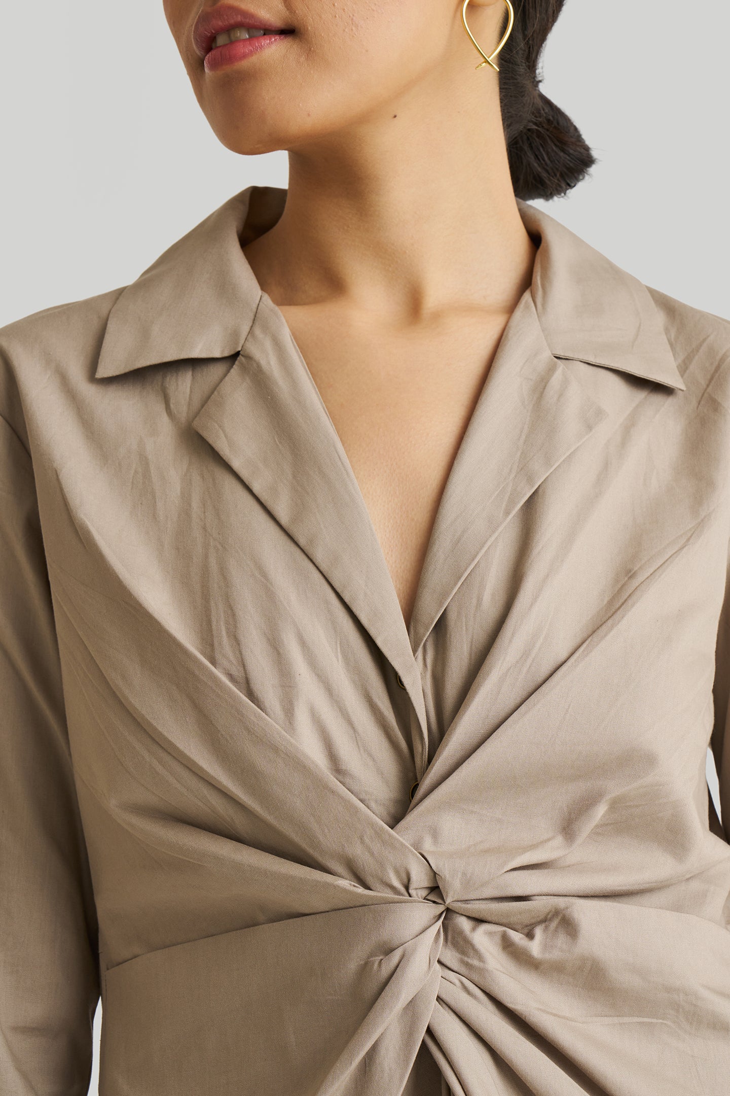 Front Twist Dress in Ecru