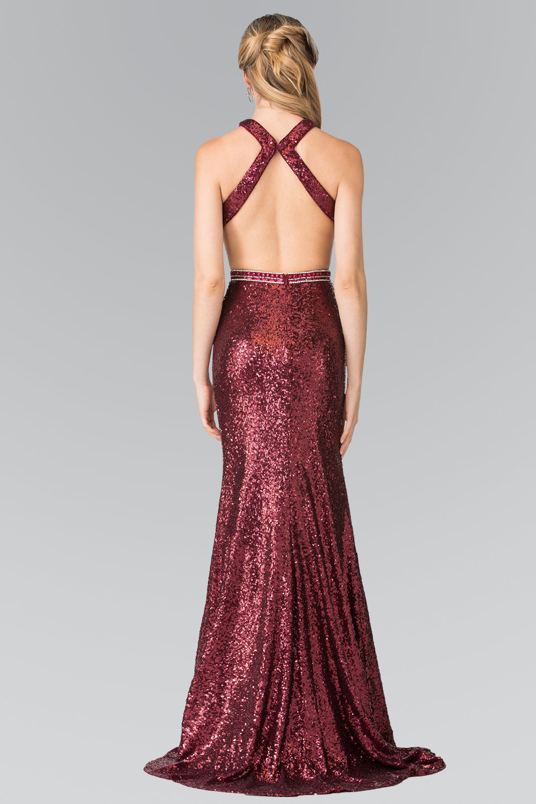 Full Sequin Long Dress with Side Slit GLGL2278 Elsy Style PROM