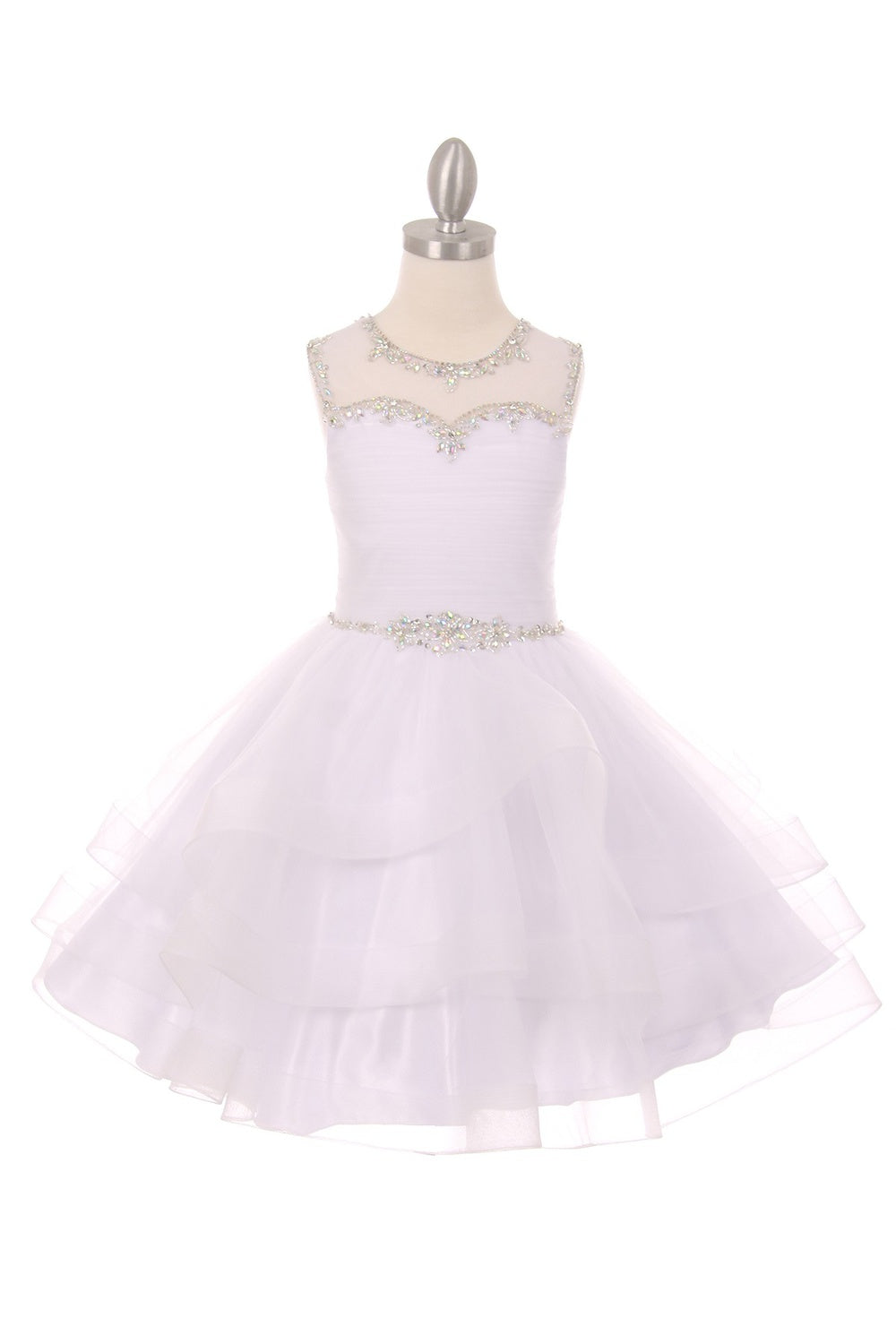 Gorgeous Sabrina Neckline Beaded Embellished Top With AB Stones Kids Dress CU5050 Elsy Style All Dresses