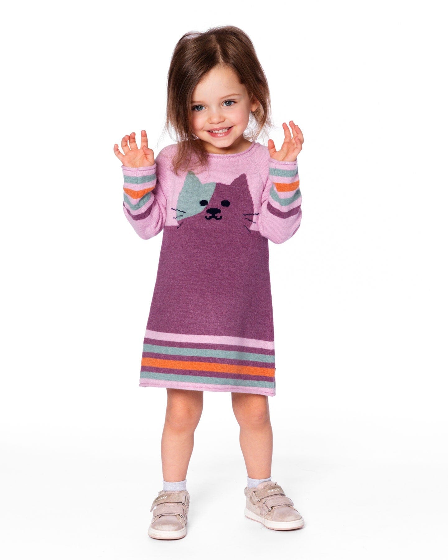 Knitted Dress Dusty Pink With Cat