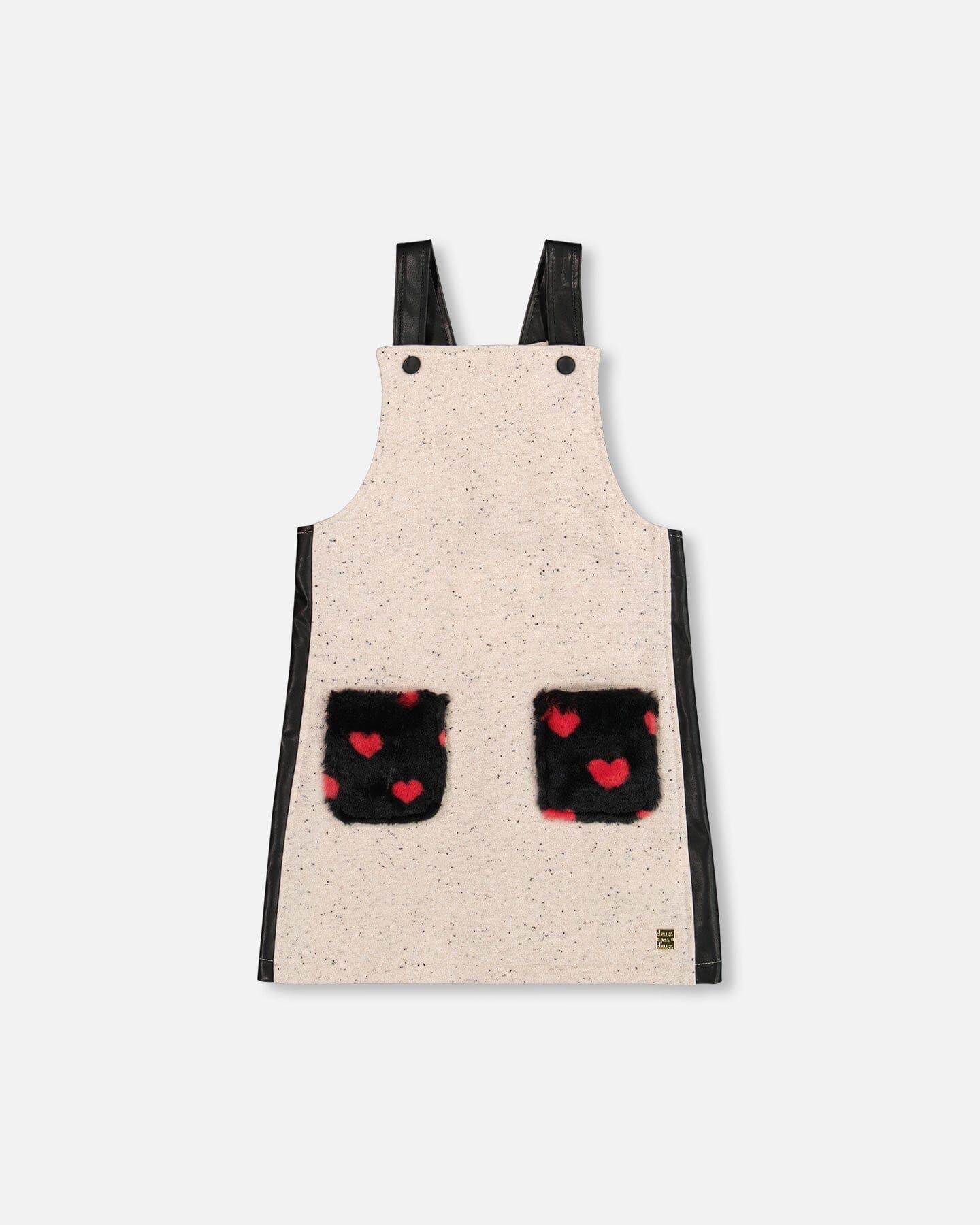 Glittering French Terry Overall Dress Beige And Black