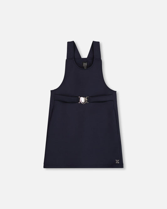 Milano Jumper Dress Navy Blue With Buckle Detail