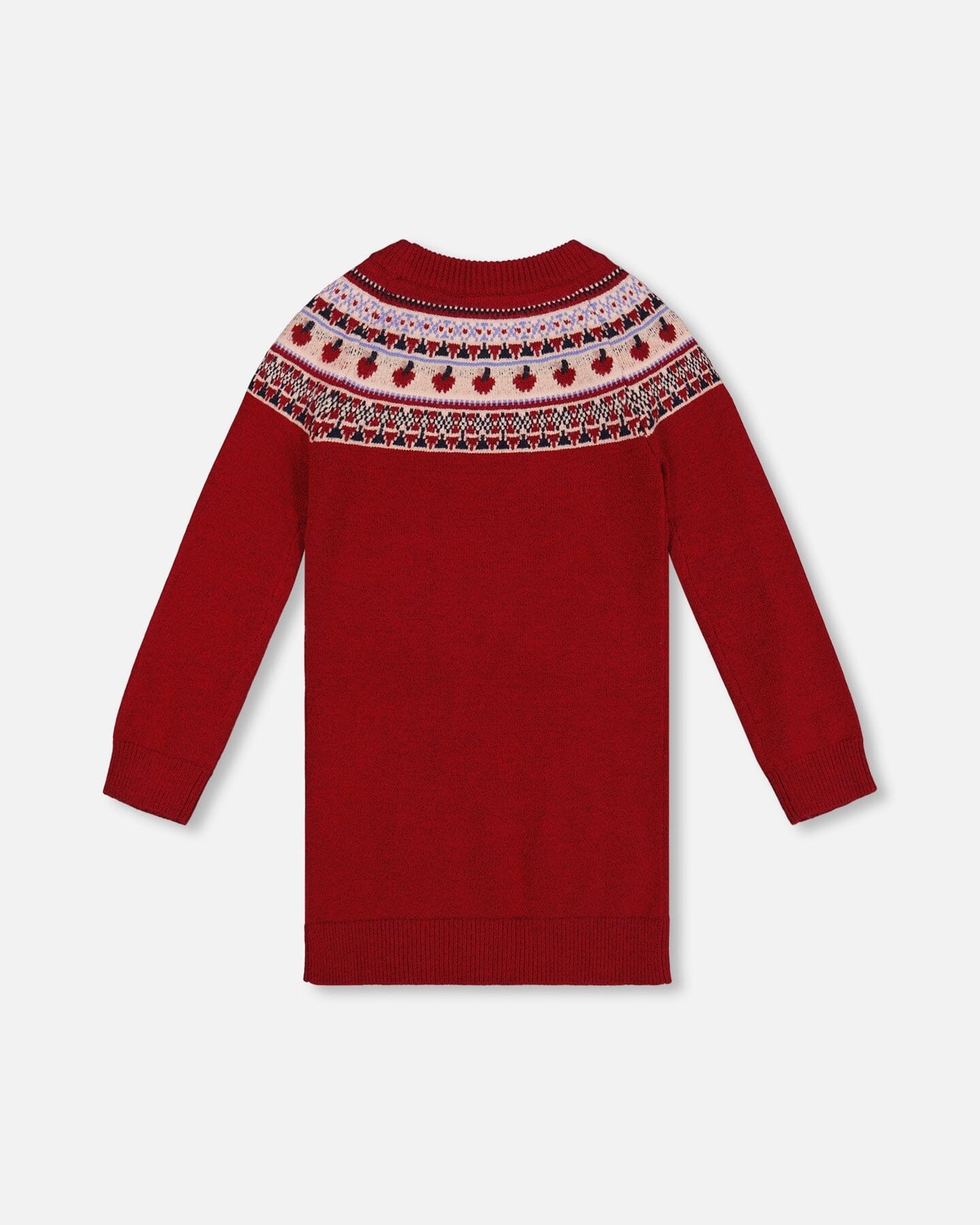 Knit Dress Red With Apple Jacquard Yoke