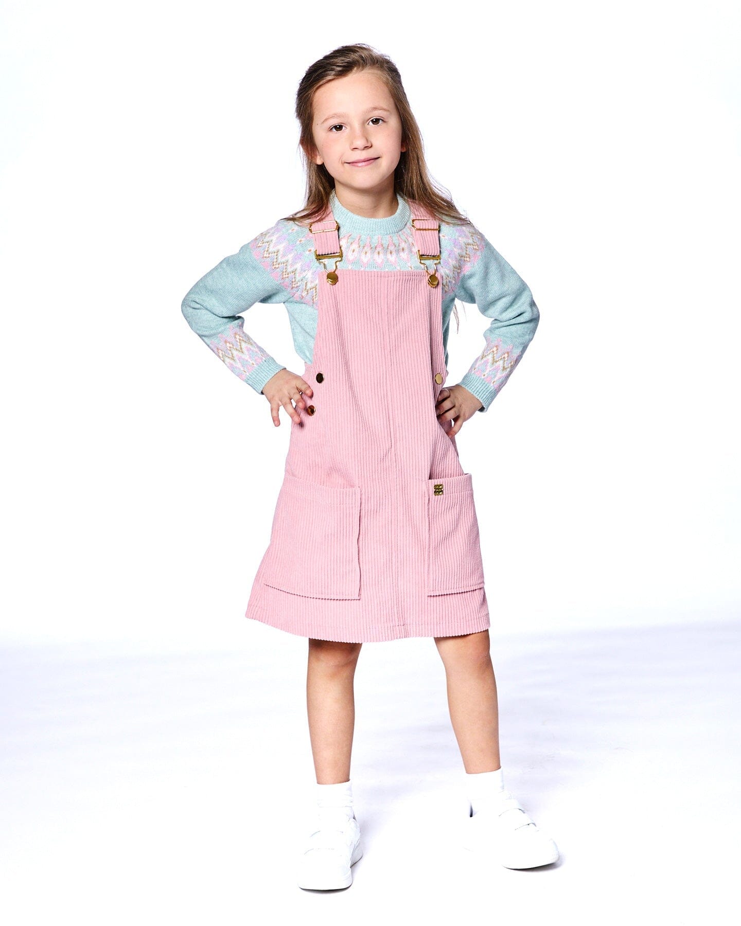 Corduroy Overall Dress Dusty Pink