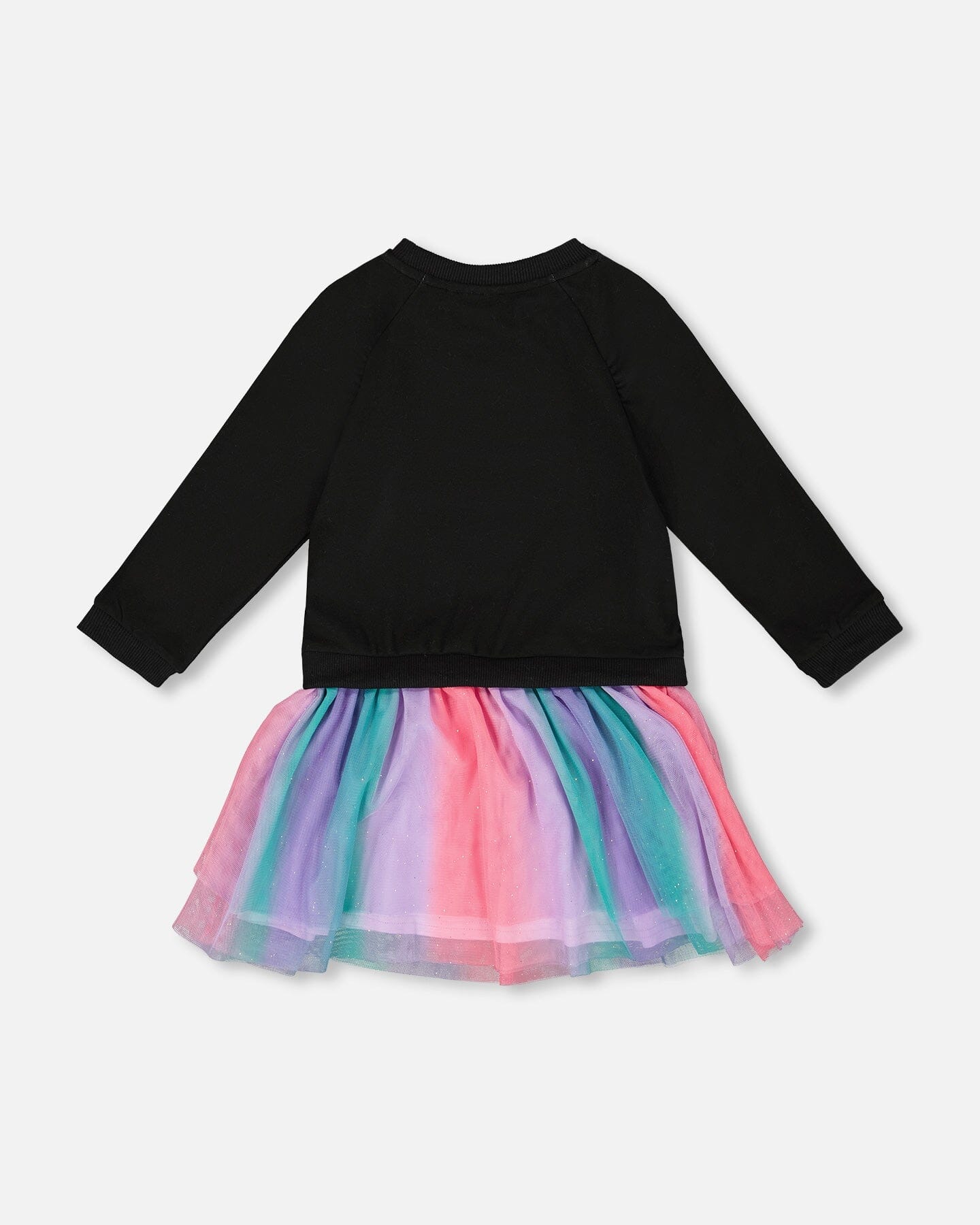 Bi-Material Dress Black With Mesh Skirt