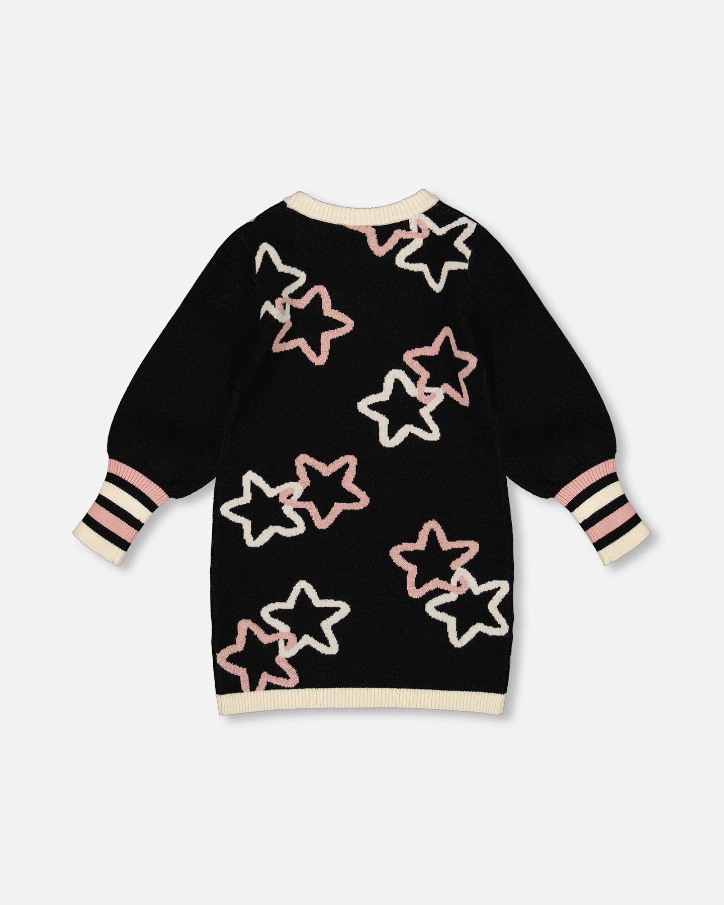 Long Sleeve Knit Dress Black With Stars