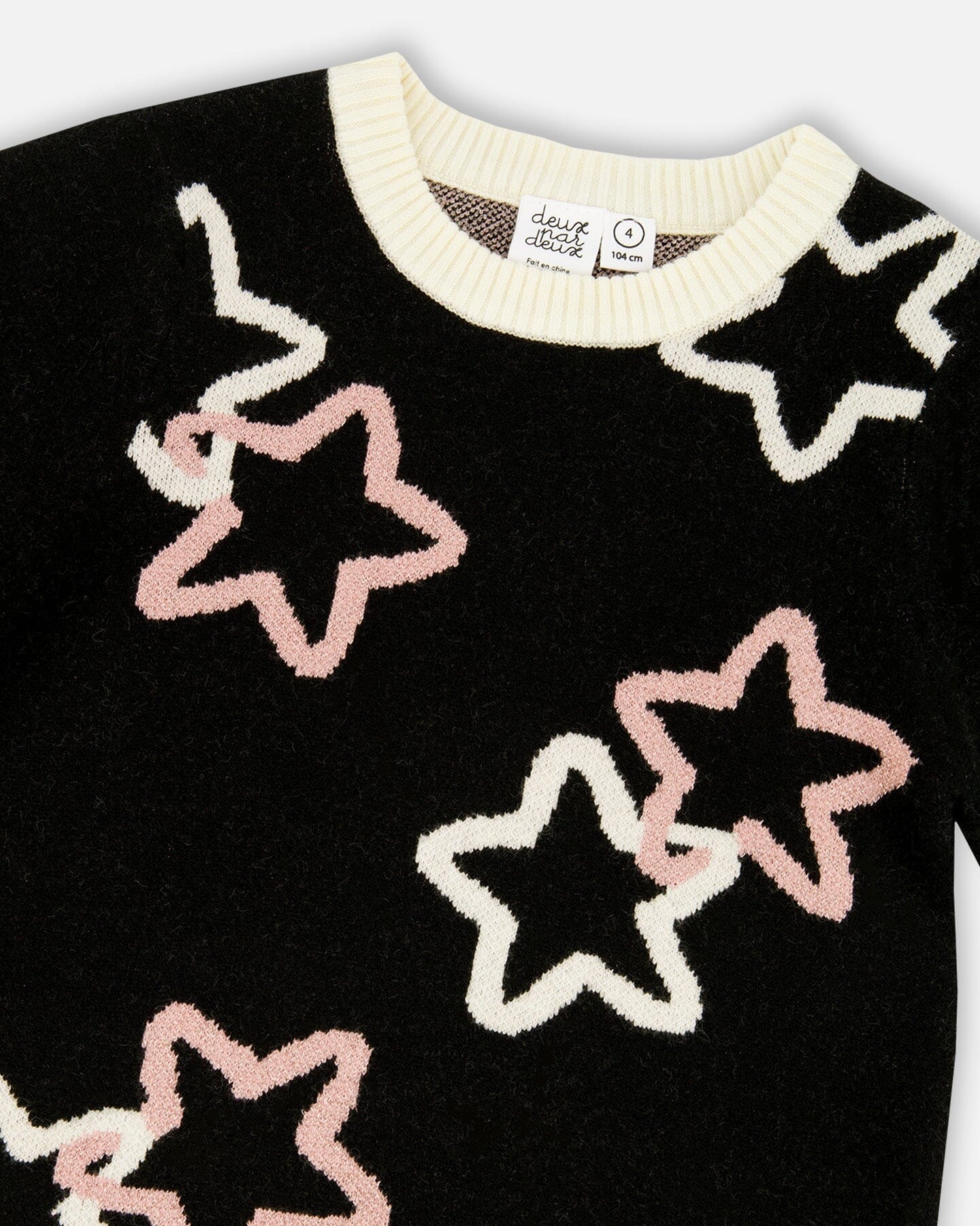 Long Sleeve Knit Dress Black With Stars