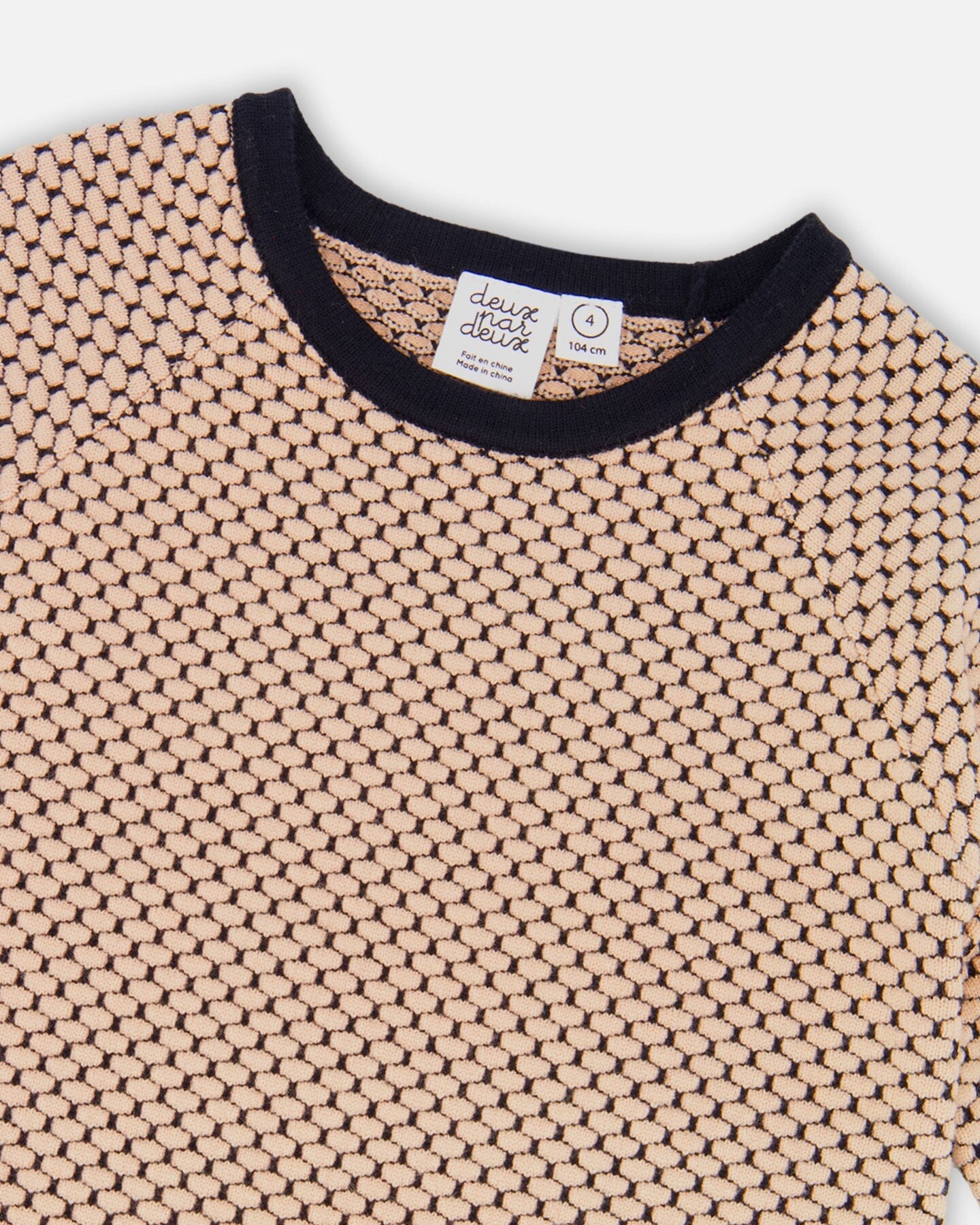 Long Sleeve Knit Sweater Dress Black And Beige