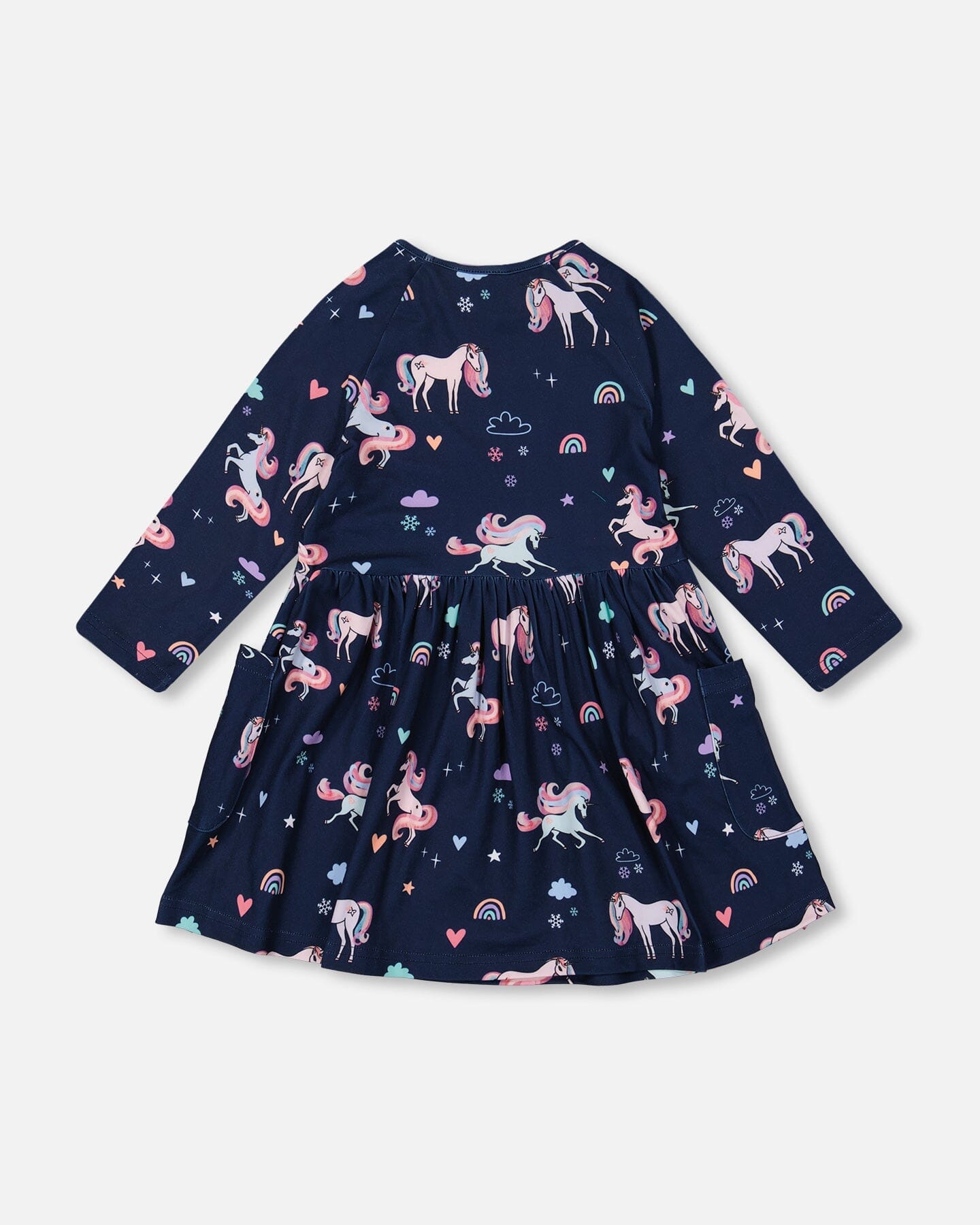 Jersey Dress With Pockets Navy Unicorn Print