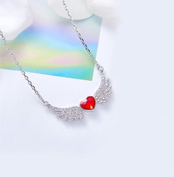 Heart Shaped Angel Wings  Elements Pav'e Necklace Elsy Style Necklace