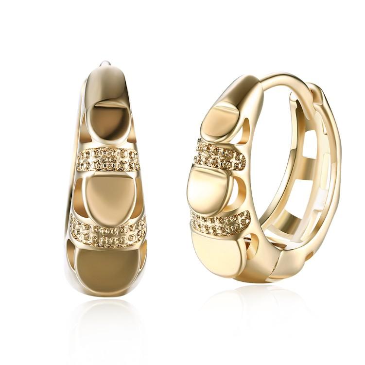 Heart Shaped Classic Huggies Earrings Set in 18K Gold ITALY Design Elsy Style Earring