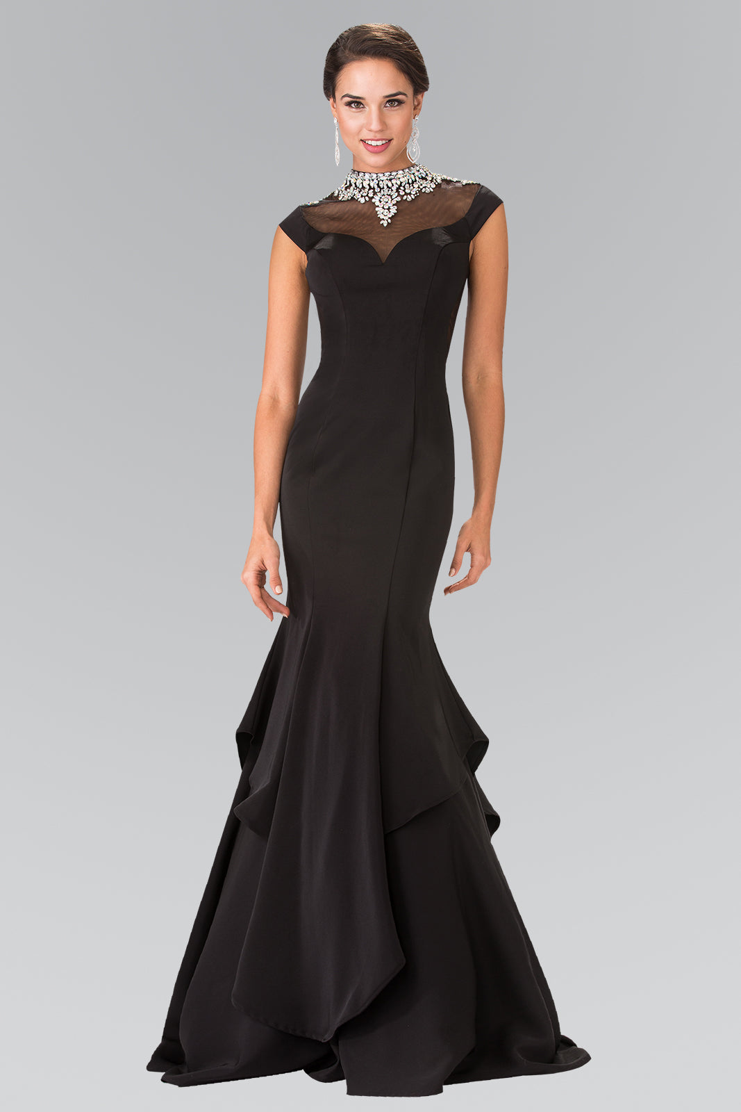 Illusion Sweetheart Mermaid Line Dress Accented with Stone Beaded Neck GLGL2242 Elsy Style PROM