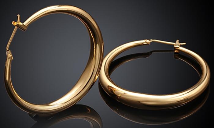 Italian-Made Gold Plated French Lock Hoop Earrings ITALY Design Elsy Style Earring