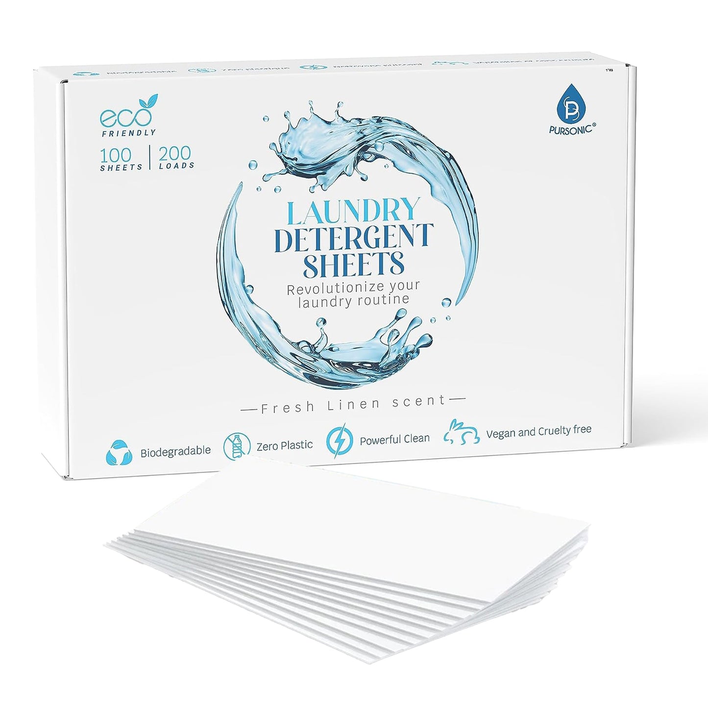 Natural Laundry Detergent Sheets ,Eco Friendly– Fresh Linen Scent