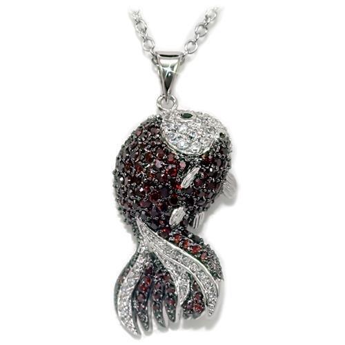 LO1564 - Rhodium + Ruthenium Brass Chain Pendant with AAA Grade CZ  in Multi Color Elsy Style Chain Pendant