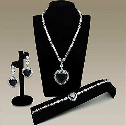 LO2327 - Rhodium Brass Jewelry Sets with AAA Grade CZ  in Amethyst Elsy Style Jewelry Sets