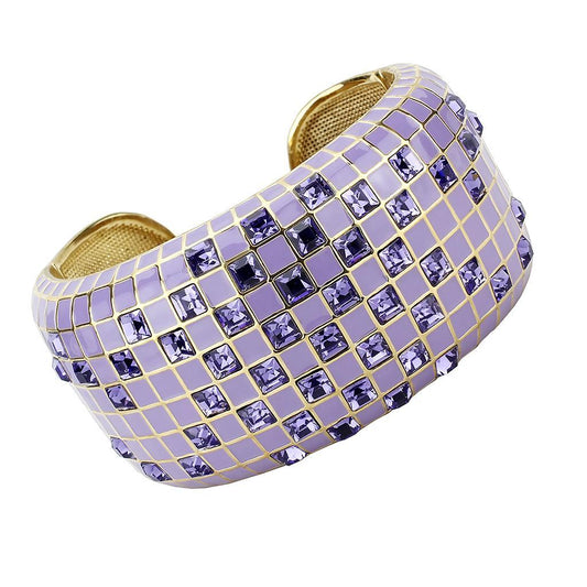 LO4271 - Gold Brass Bangle with Top Grade Crystal  in Tanzanite Elsy Style Bangle