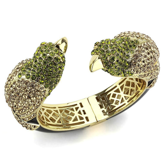 LO4331 - Gold Brass Bangle with Top Grade Crystal  in Multi Color Elsy Style Bangle
