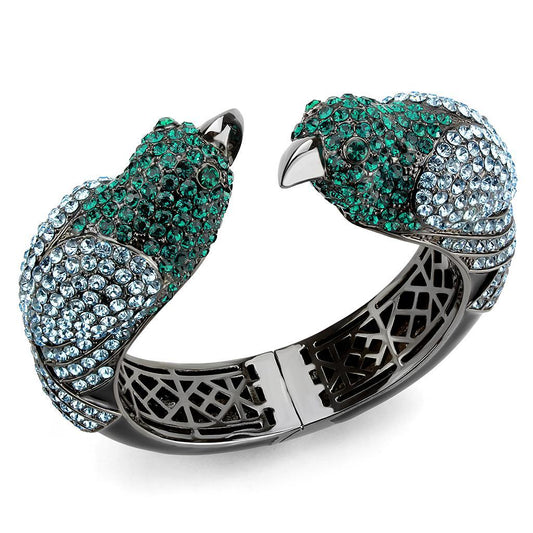 LO4332 - Ruthenium Brass Bangle with Top Grade Crystal  in Multi Color Elsy Style Bangle