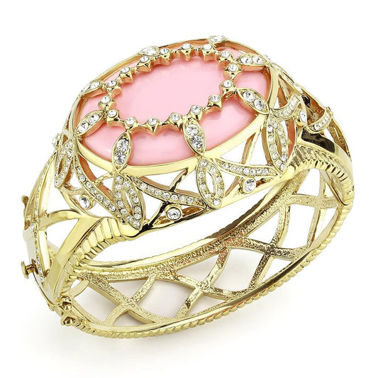 LO4347 - Gold Brass Bangle with Synthetic  in Rose Elsy Style Bangle