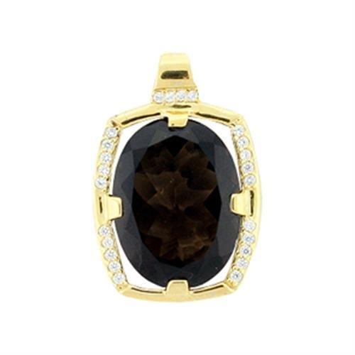 LOA373 - Gold 925 Sterling Silver Pendant with AAA Grade CZ  in Smoky Topaz Elsy Style Pendant