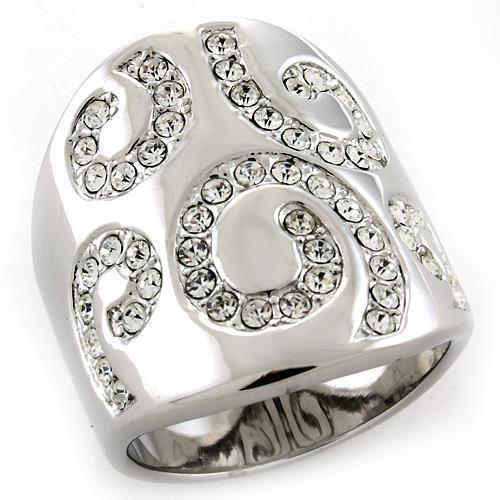 LOAS1074 - Rhodium 925 Sterling Silver Ring with Top Grade Crystal  in Clear Elsy Style Ring