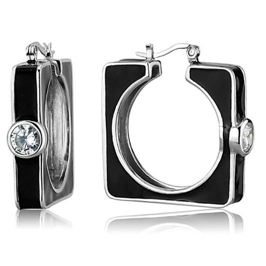 LOS754 - Rhodium 925 Sterling Silver Earrings with AAA Grade CZ  in Clear Elsy Style Earrings