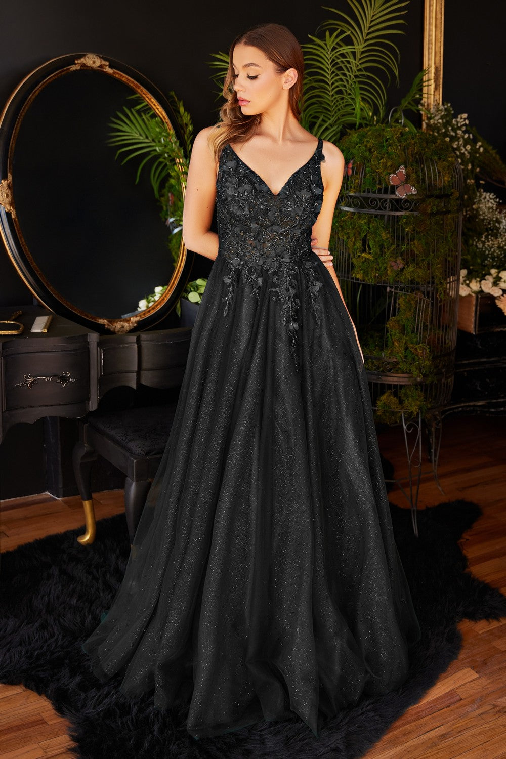 Lace Floral A-Line Prom & Bridesmaid Dress Vintage Applique Floral V-neck Bodice Boho Formal Ball Dress Gala Special Gown CDCD0181 Elsy Style Prom Dress
