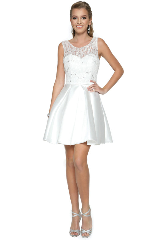Lace & Sequin Bodice Short Wedding Dress JT807W Elsy Style Wedding Dress