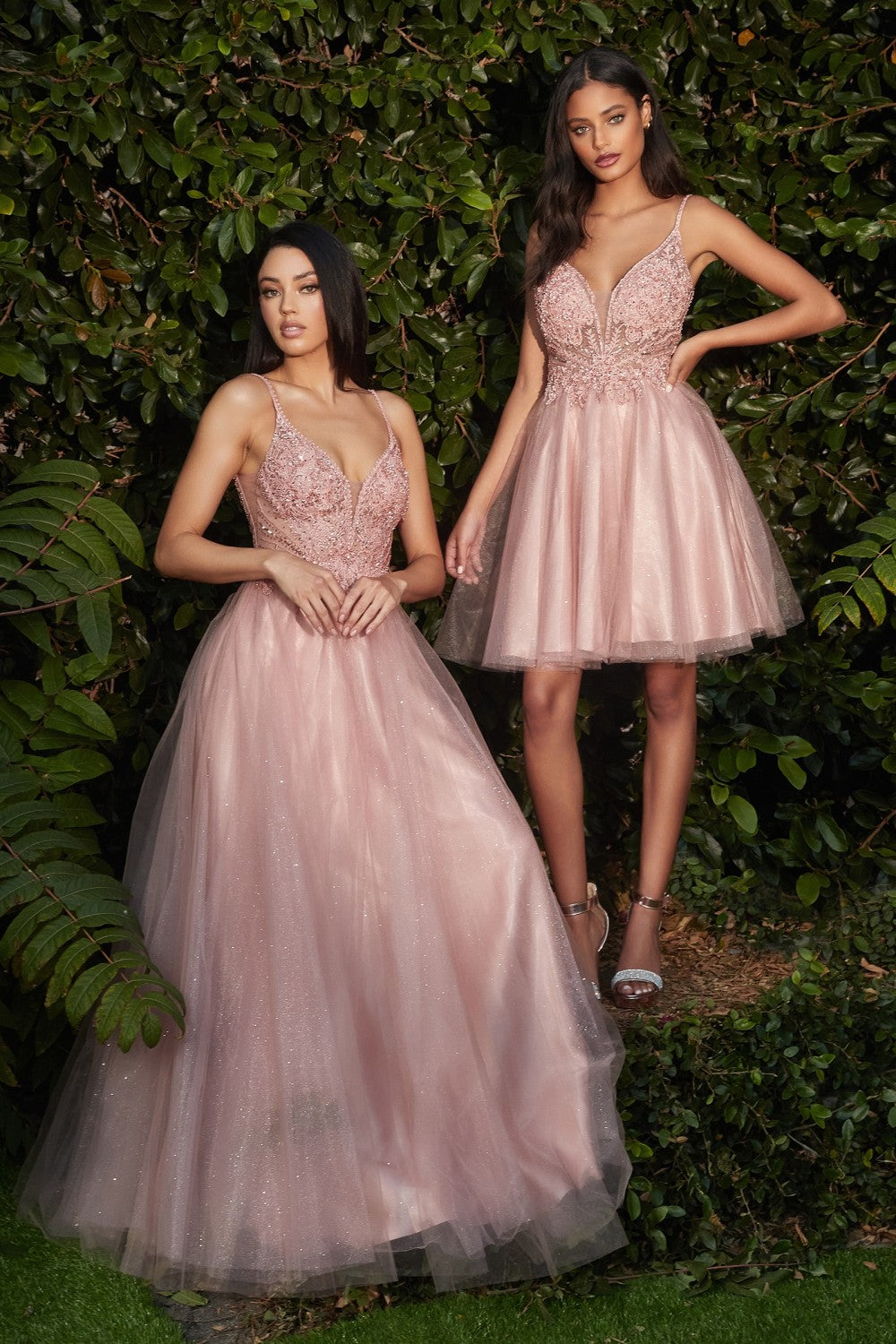 Layered Tulle A-Line Prom & Bridesmaid Gown Floral Laced V-neck V- Back Bodice Vintage Cute Evening Ball Dress Vintage Gown CDCD0195 Sale Elsy Style Prom Dress