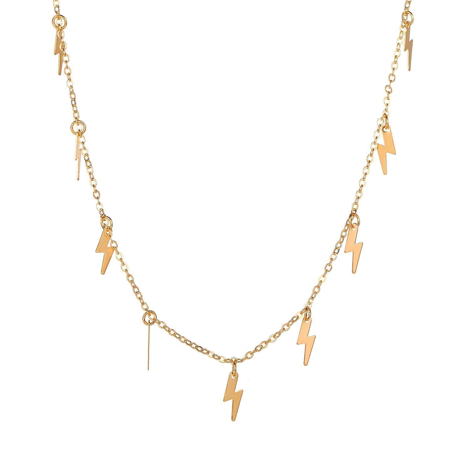 Lighting Bolt Necklace  18K Gold Plated Necklace in 18K Gold Plated ITALY Design Elsy Style Necklace