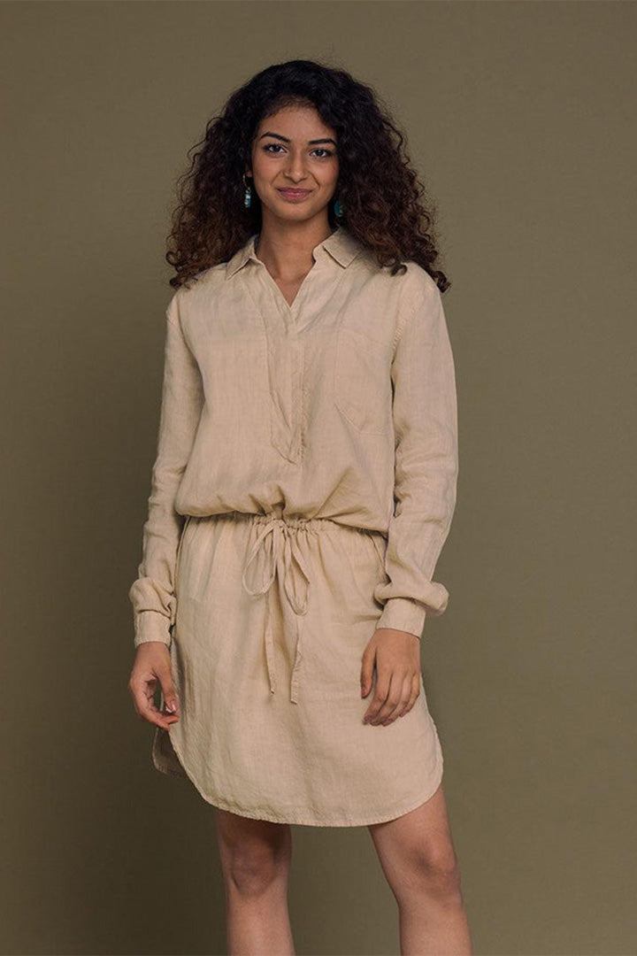 Meet me by the Cliff Dress in Neutral Beige