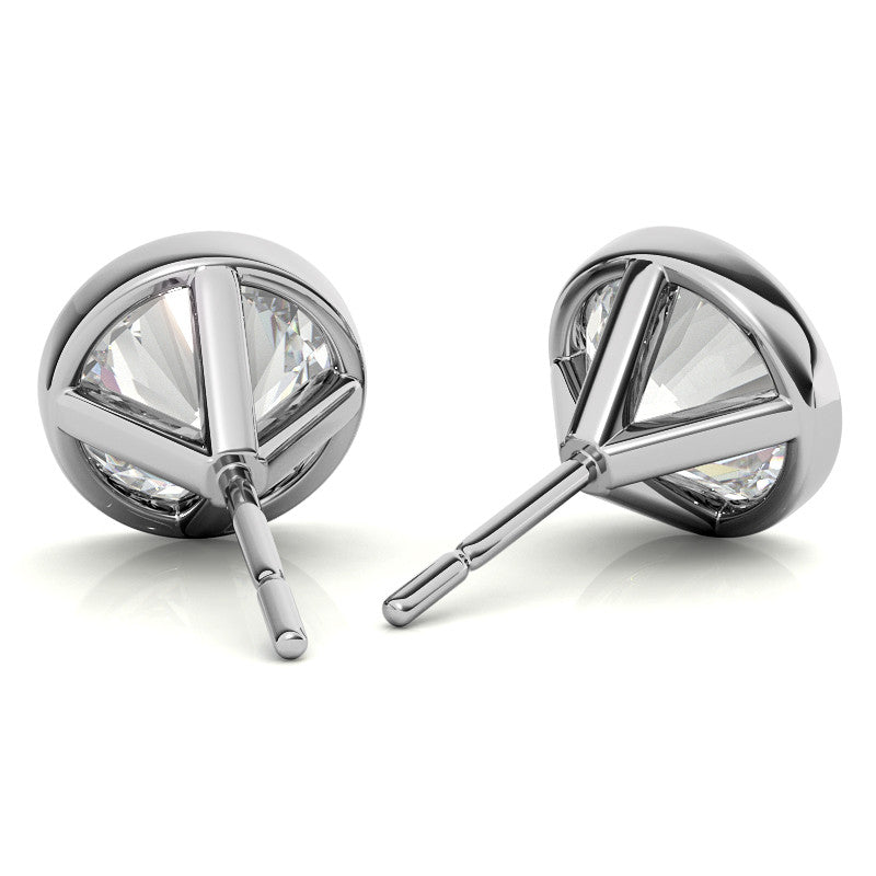 4.00 CTW Lab Grown Diamond Bezel Martin Stud Earrings in 14K White or Yellow Gold
