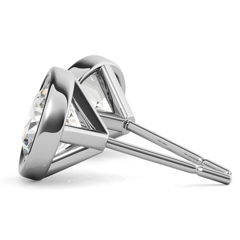 4.00 CTW Lab Grown Diamond Bezel Martin Stud Earrings in 14K White or Yellow Gold