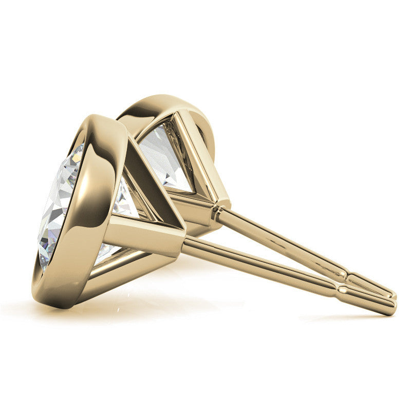 4.00 CTW Lab Grown Diamond Bezel Martin Stud Earrings in 14K White or Yellow Gold