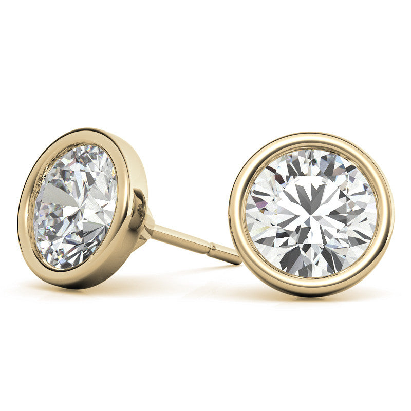 4.00 CTW Lab Grown Diamond Bezel Martin Stud Earrings in 14K White or Yellow Gold