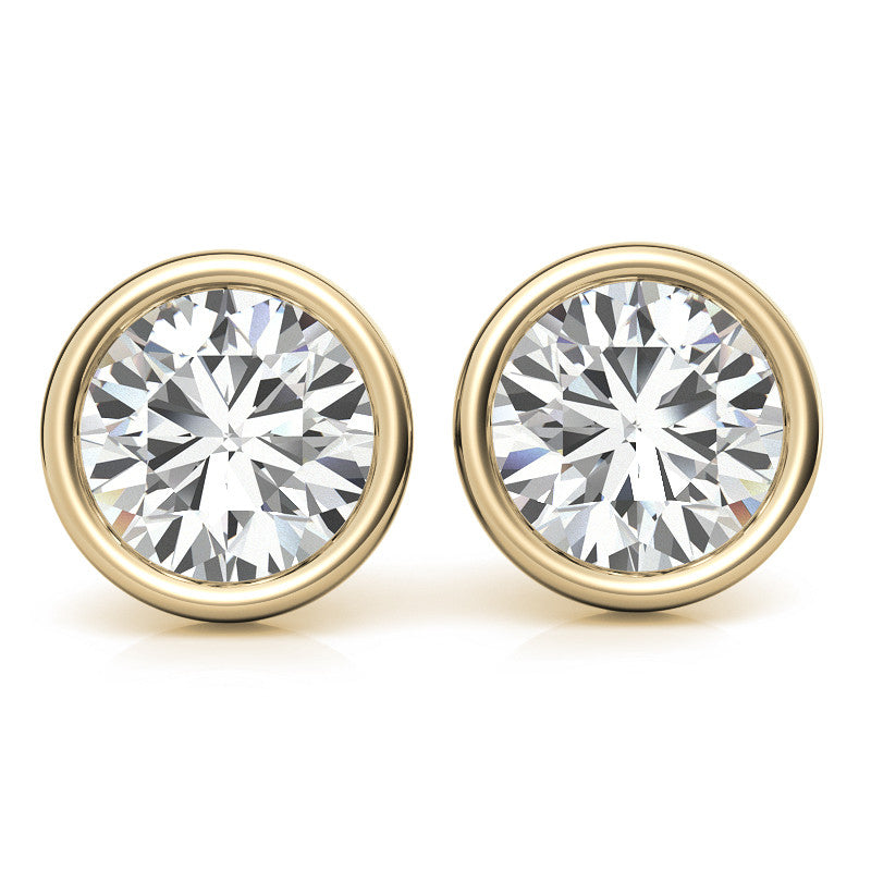 4.00 CTW Lab Grown Diamond Bezel Martin Stud Earrings in 14K White or Yellow Gold