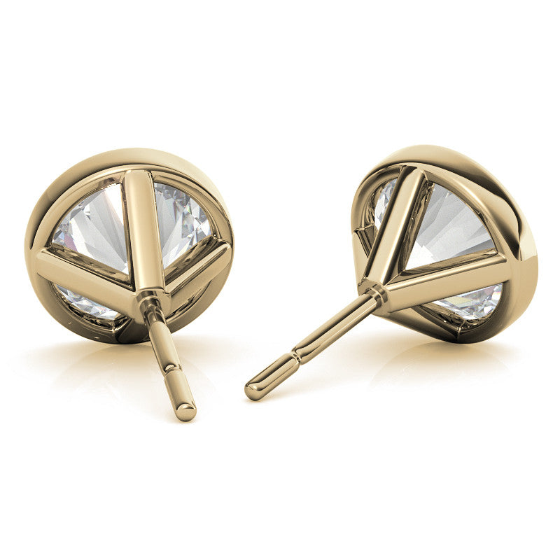 4.00 CTW Lab Grown Diamond Bezel Martin Stud Earrings in 14K White or Yellow Gold