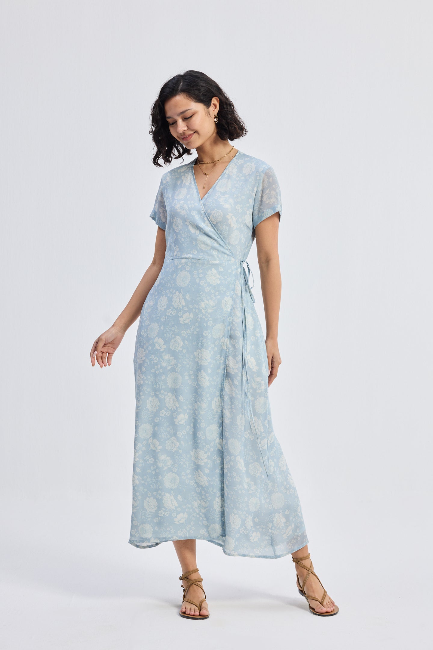 Maxi Wrap Dress in Florals