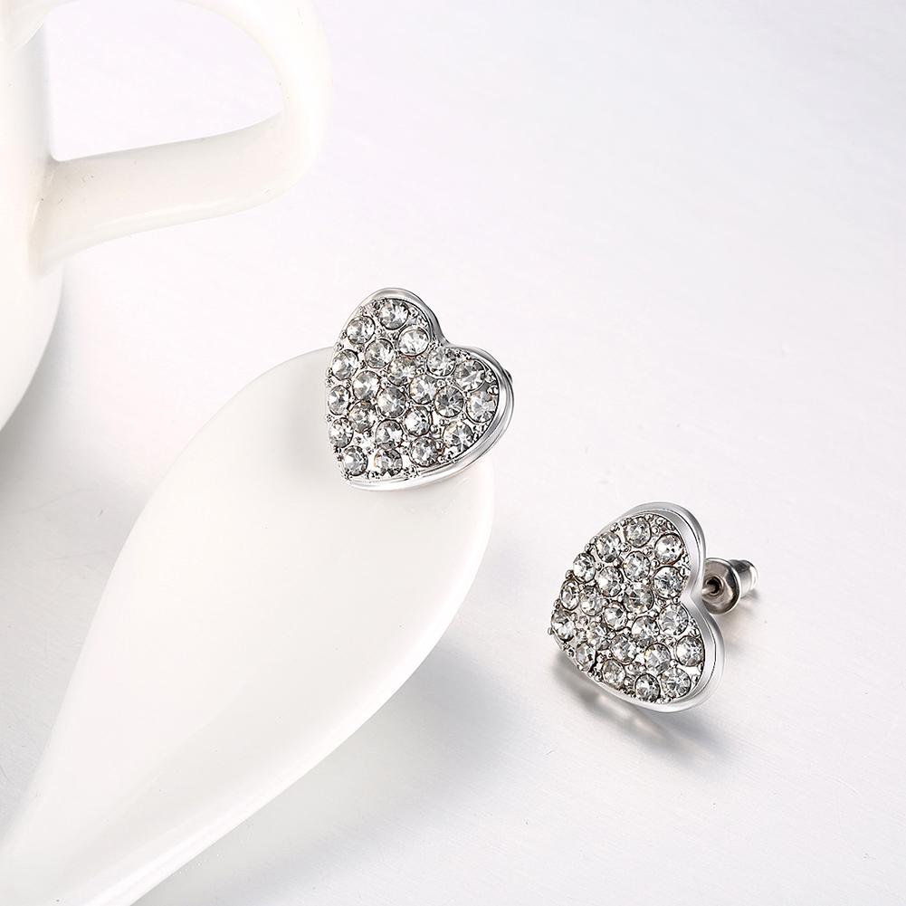 Micro-Pav'e  Elements Heart Shaped Studs in 18K White Gold Elsy Style Earring
