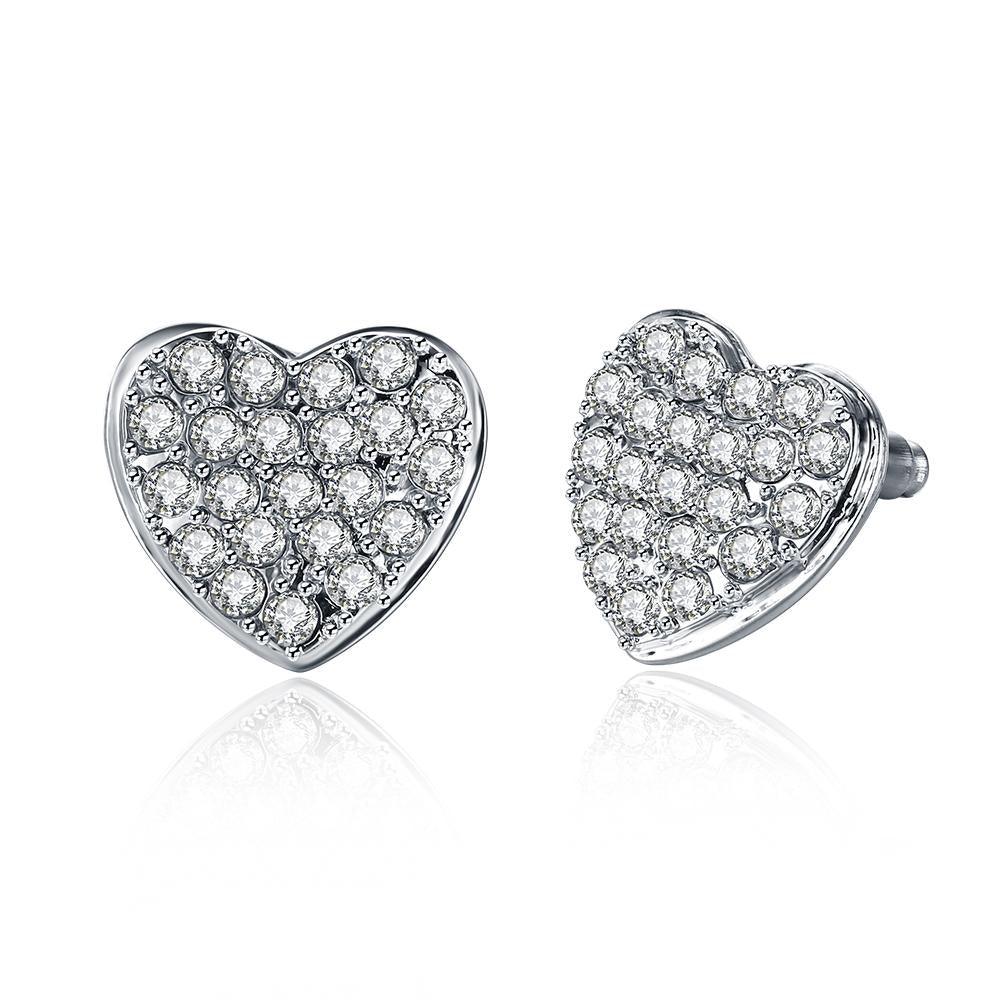 Micro-Pav'e  Elements Heart Shaped Studs in 18K White Gold Elsy Style Earring