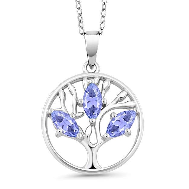 Motherly 2.00 CT Amethyst Pear Cut Tree Of Life Necklace in 18K White Gold Plated Elsy Style Necklace