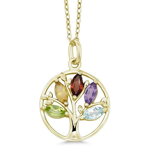 Motherly Rainbow Tree Of Life Necklace in 18K Gold Plated Elsy Style Necklace