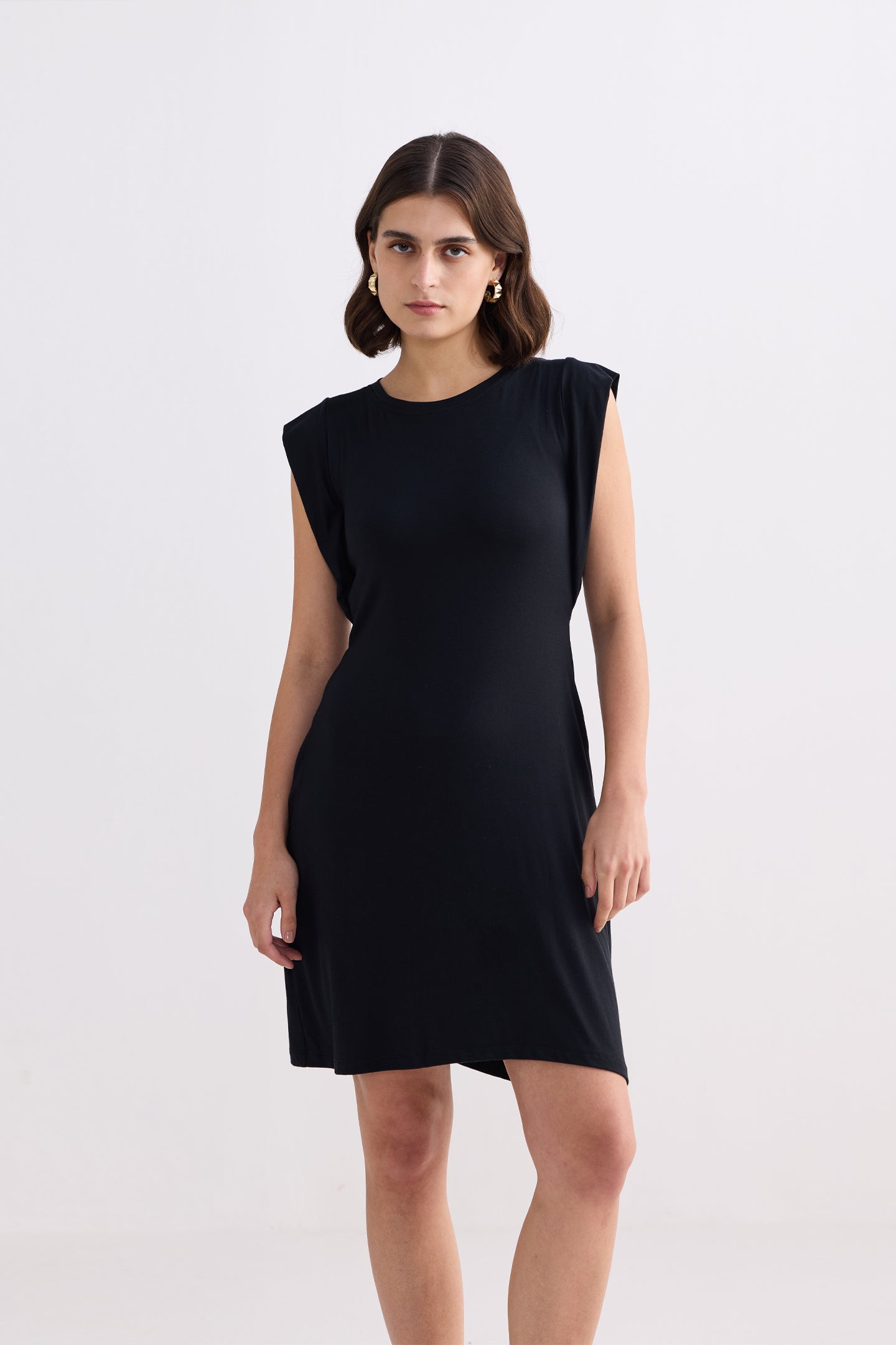 Muscle Tee Short Dress in Black