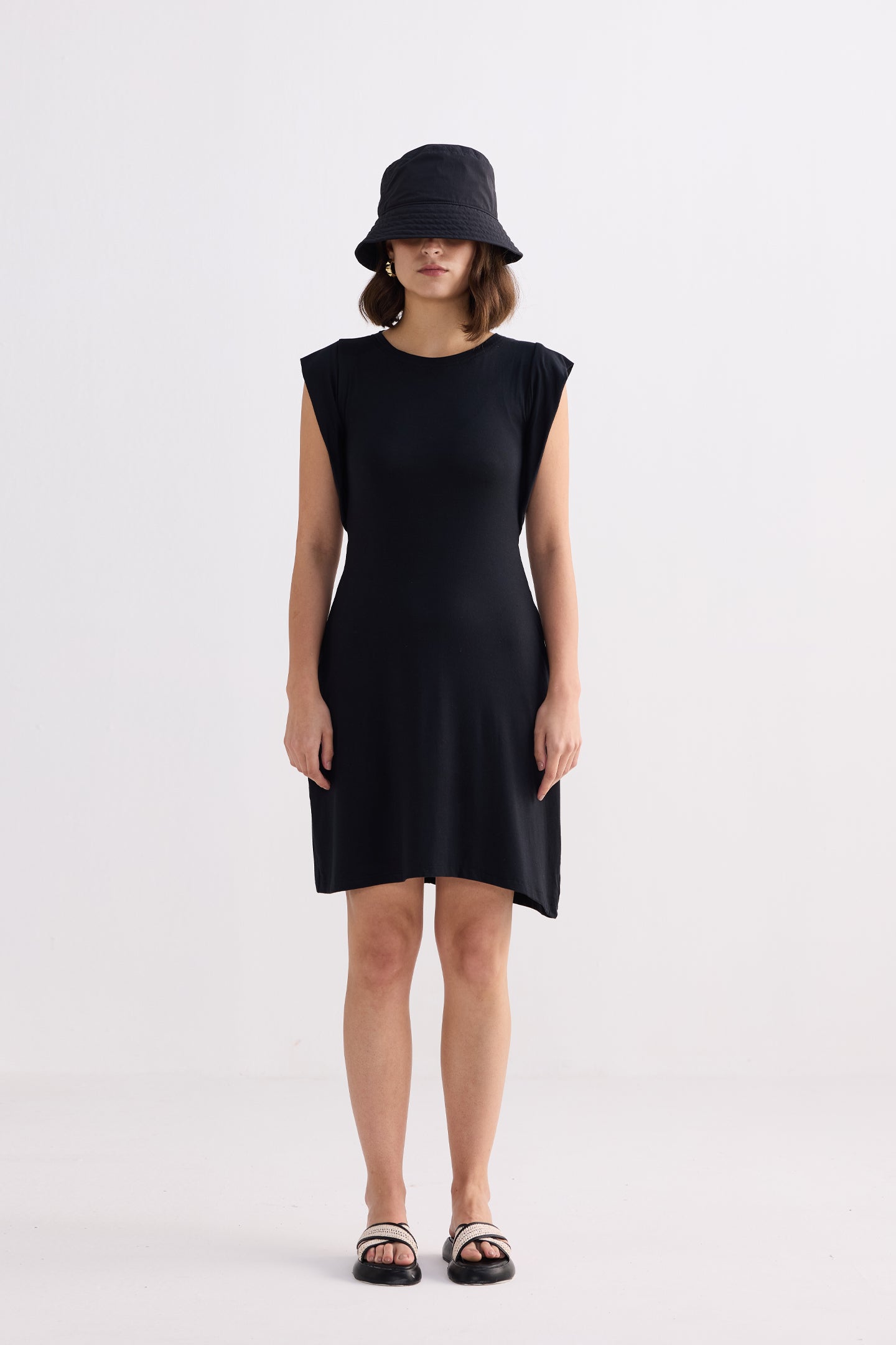 Muscle Tee Short Dress in Black