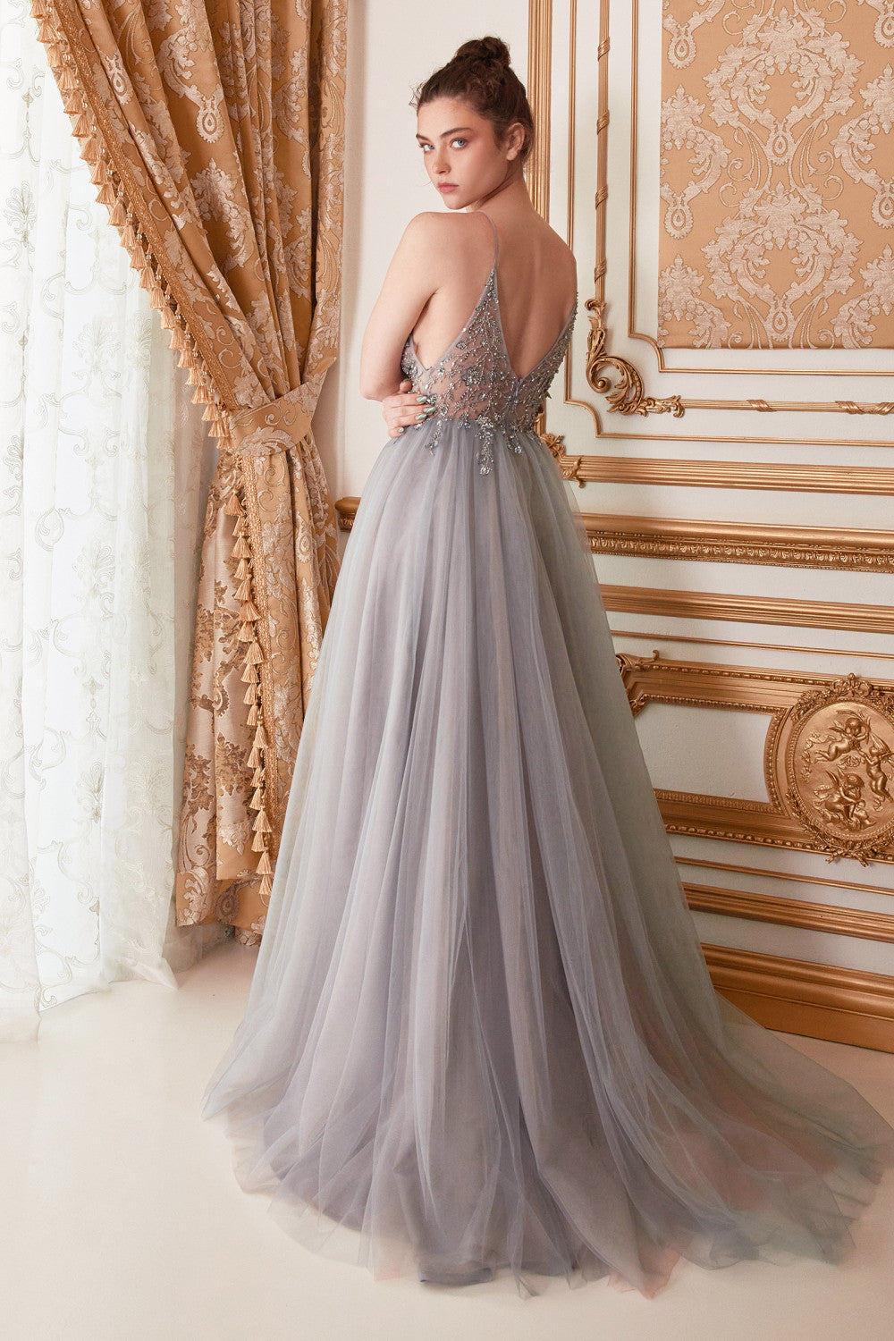 OPHELIA BEAD STRAP TULLE GOWN ALA0672 Elsy Style All dresses